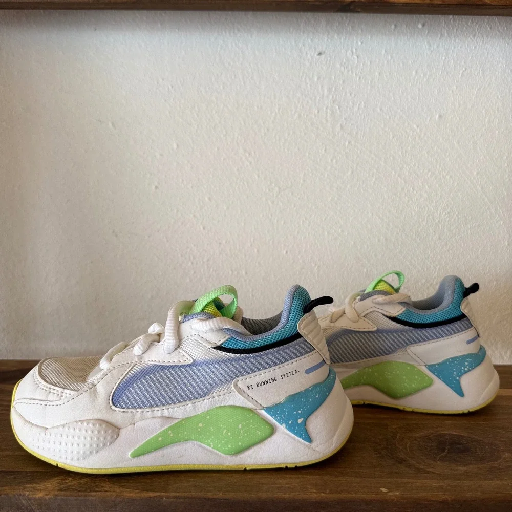 Puma RS-X Airbrush Elektro Green Big Kids Sneakers 382764-02 Size 11C